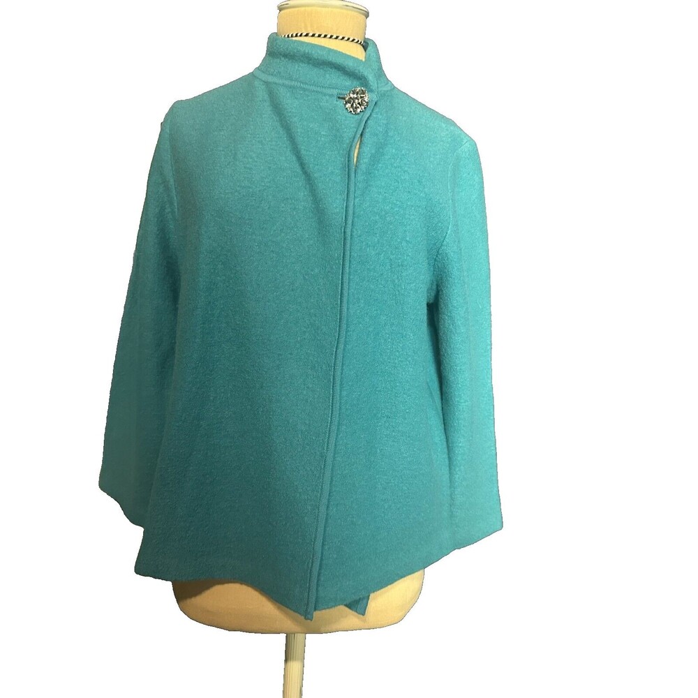 Jones New York Women's Teal Sweater with Embellished Collar Size Petite Medium